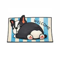 GENERICO - Alfombra decorativa para piso pet lover diseño boston terrier color celeste