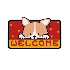 GENERICO - Alfombra decorativa para piso pet lover diseño corgi color rojo