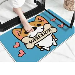 GENERICO - Alfombra decorativa para piso pet lover diseño corgi color turquesa