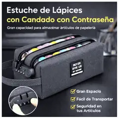 GENERICO - CARTUCHERA CLAVE SEGURIDAD NECESER CONTRASEÑA DOBLE CIERREESCOLAR COLEGIO VERANO GENIEKA