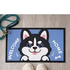 GENERICO - Alfombra decorativa para piso pet lover diseño husky color celeste