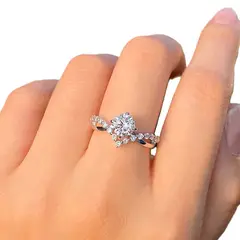 GENERICO - Anillo Enga Piedra Sintética Diseño Minimalista Aleación Plateada