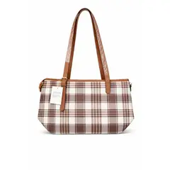 GENERICO - Cartera Moderna De Cuadros Color Marrón Para Mujer Elegante Versátil