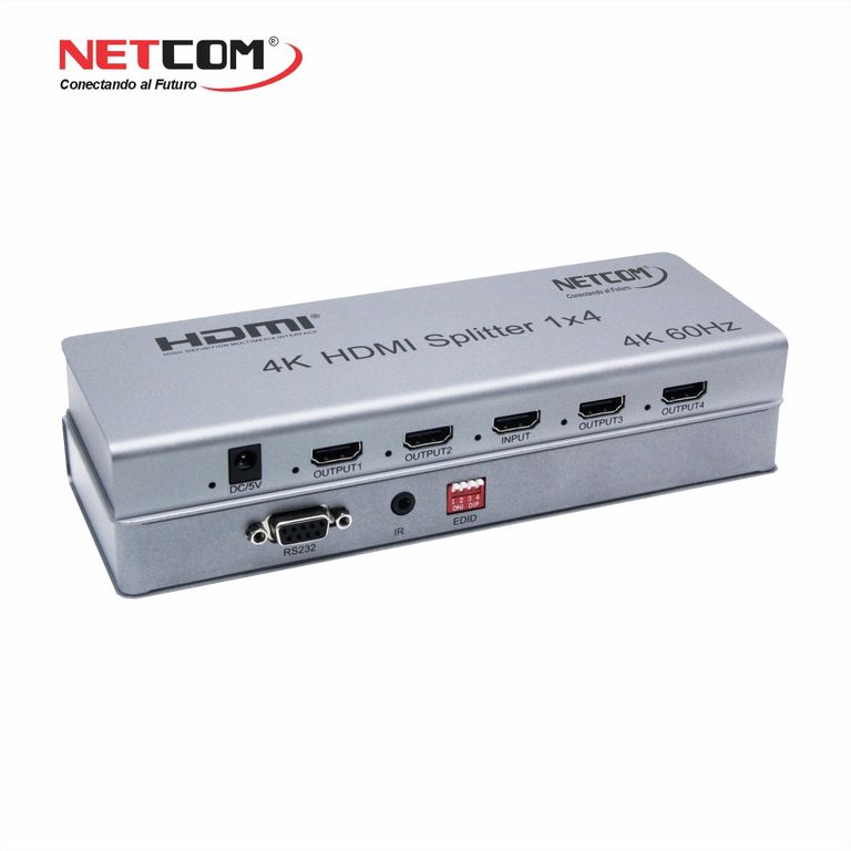 SPLITTER HDMI 1 X 4 V2.0 UHD 4K@60Hz (1 INGRESO 4 SALIDAS) - NETCOM