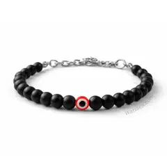 WATTACA - Pulsera Ojo Turco Rojo Ónix Mate 6mm – Ajustable