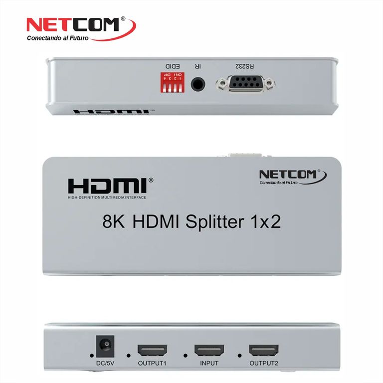 SPLITTER HDMI 1 X 2 V2.1 UHD 8K@60Hz (1 INGRESO 2 SALIDAS) - NETCOM