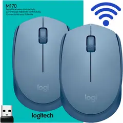 LOGITECH - Mouse Inalámbrico M170 USB 2.4GHz 1000 DPI Blue Grey