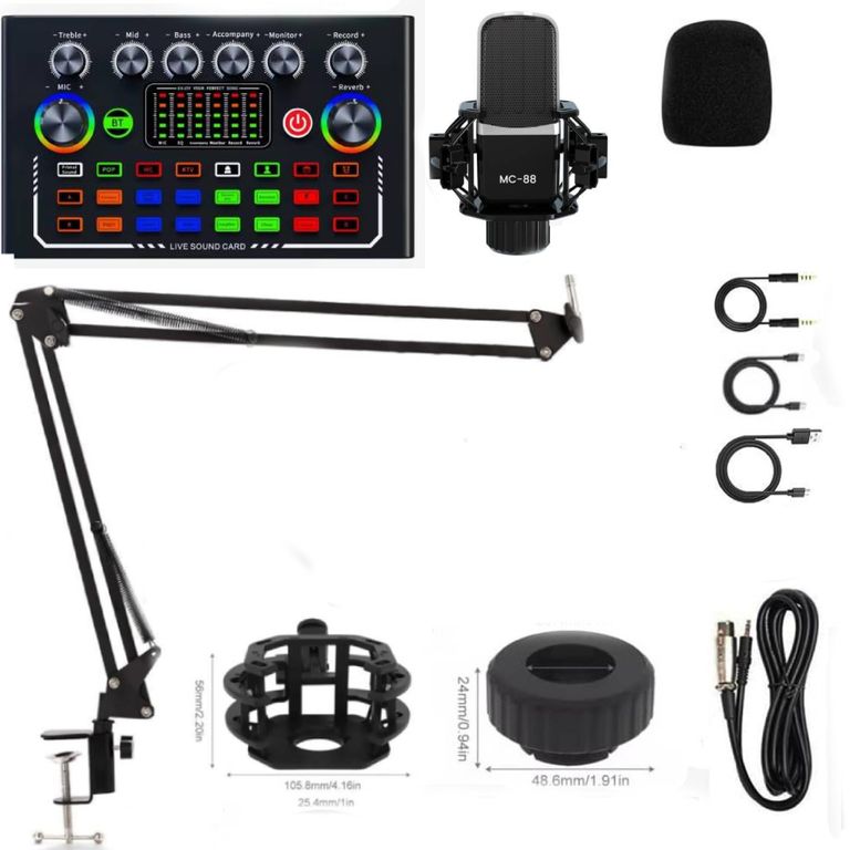 Kit Micrófono Profesional Studio Condensador Para PC Android MC-88