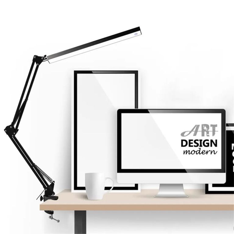Lámpara De Escritorio Luz Led De Metal Con Brazo Ajustable Giratorio
