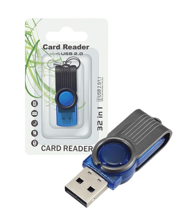 Lector Tarjeta De Memoria Micro SD Giratorio USB Color Azul