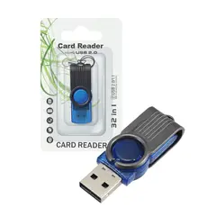GENERICO - Lector Tarjeta De Memoria Micro SD Giratorio USB Color Azul
