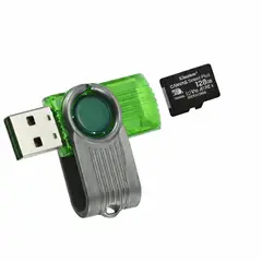 GENERICO - Lector Tarjeta De Memoria Micro SD Giratorio USB Color Verde