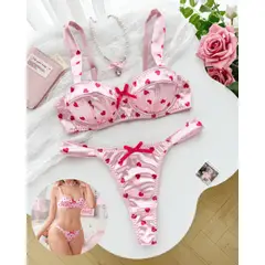 GENERICO - Set de Lencería rosa para mujer S - PINK