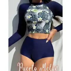 GENERICO - BIKINI MANGA LARGA CON COPA Y FORRO INTERNO