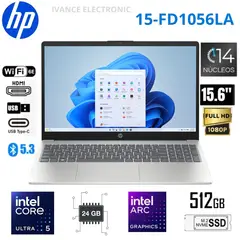 HP - Laptop Intel Core Ultra 5 125H 15-FD1056LA 24GB RAM 512GB SSD 15.6" FHD Win 11