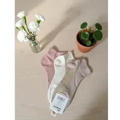 GENERICO - Pack de 3 Medias de Mujer Rosa, Crema, Beige