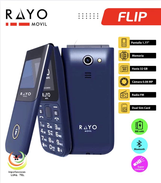 CELULAR RAYO FLIP 4G AZUL BATERIA DE 14000