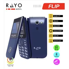 GENERICO - CELULAR RAYO FLIP 4G AZUL BATERIA DE 14000