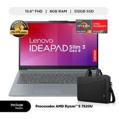 LENOVO - Laptop IdeaPad Slim 3 AMD Ryzen 5 7520U 8GB RAM 512GB SSD 15.6" FHD