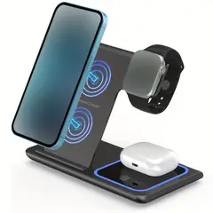 GENERICO - Cargador Inalambrico iPhone Base Carga Magsafe Dock 3 en 1