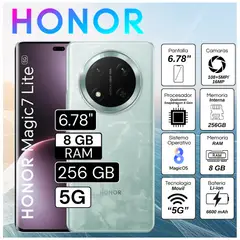 HONOR - Celular Magic 7 Lite 5G 8GB RAM 256GB 6.78" Pulg. MagicOS 8.0 - Jade Cian