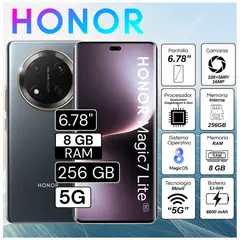 HONOR - Celular Magic 7 Lite 5G 8GB RAM 256GB 6.78" Pulg. MagicOS 8.0 - Negro Titanio