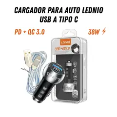 GENERICO - CARGADOR PARA AUTO 38W DOBLE PUERTO USB Y TIPO C LDNIO INCLUYE CABLE DE CARGA