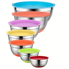 PIA COPELLO STORE - Set de 7 Bowls de Acero Inoxidable con Tapa