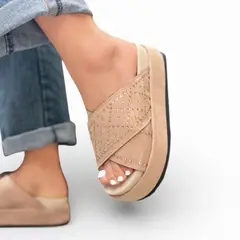 GENERICO - Sandalia Mujer Tira 2086L-75 Taco X12 Color Nude