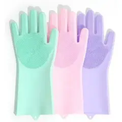 GENERICO - Guantes de Silicona Premium con Cerdas Integradas Color Rosado