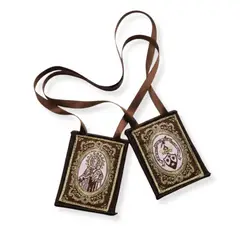 SANTORAL - Collar Escapulario Virgen del Carmen - Marrón