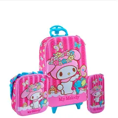 SCOOL - SET MOCHILA MY MELODY OFICIO MALETA RUEDAS ESCALADORA NIÑA 3 PIEZAS ROSADO 804449