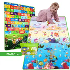 SM - PISO ALFOMBRA TAPETE REVERSIBLE ANTIGOLPE DE NIÑO BEBE - OCEANO+TRENABC