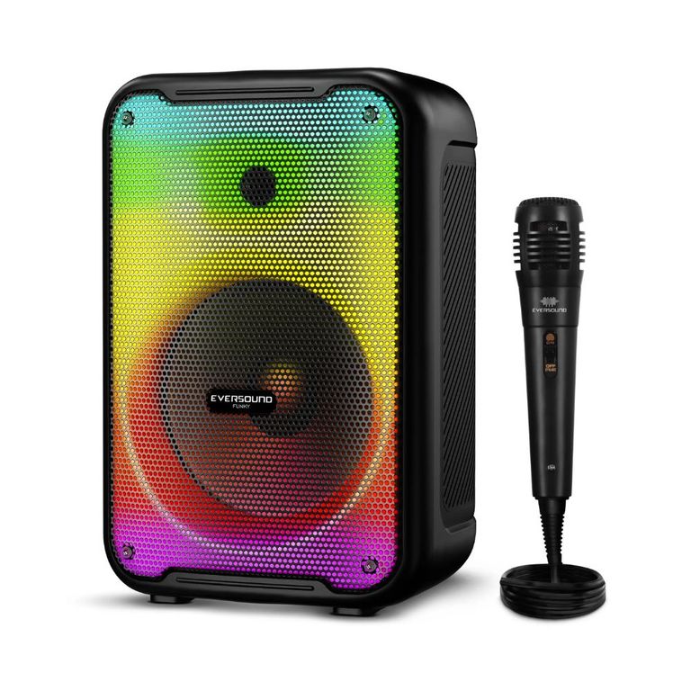 Parlante Portátil Ev3003 8 Funky Con Micrófono Luz Flaming Rgb