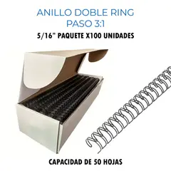 GENERICO - Anillo Doble Ring para Anilladora Paso 3:1 de 5/16" (50 Hojas) x 100