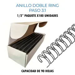GENERICO - Anillo Doble Ring para Anilladora Paso 3:1 de 1/2" (90 Hojas) x 100