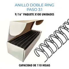 GENERICO - Anillo Doble Ring para Anilladora Paso 3:1 de 9/16" (110 Hojas) x 100