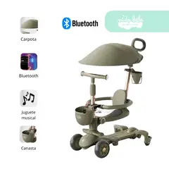 KIDS - Triciclo para niño Yei con Bluetooth 6 en 1 VERDE