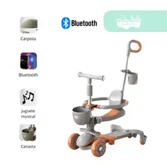 KIDS - Triciclo para niño Yei con Bluetooth 6 en 1 PLOMO