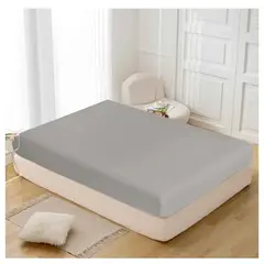 GENERICO - SABANA SÁBANA DOS PLAZAS COLOR GRIS PLOMO CON ELASTICO 2000 HILOS ALGODON