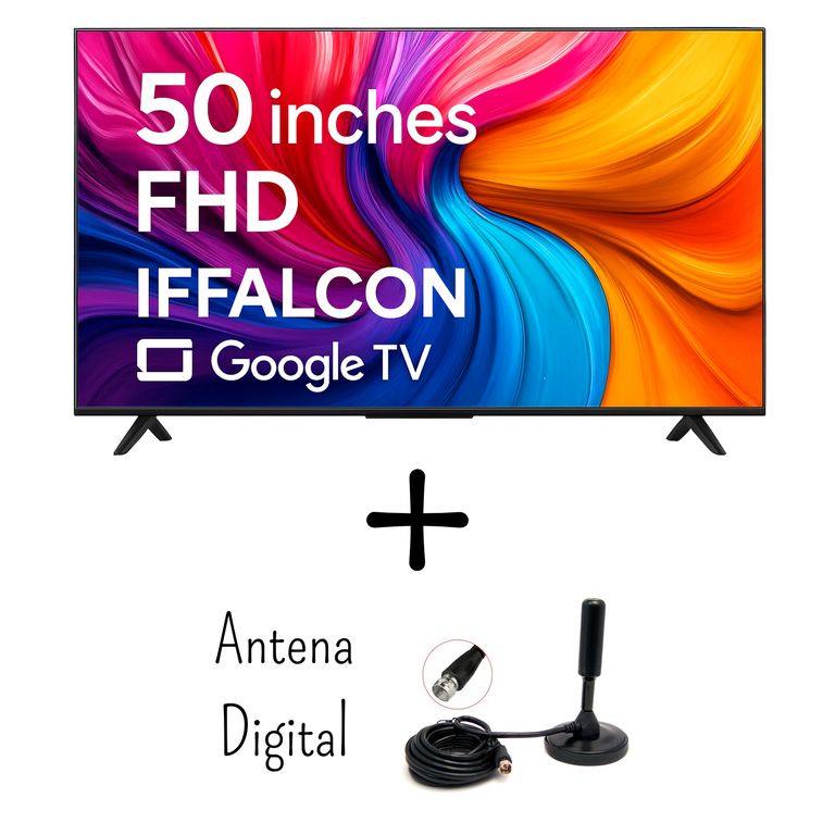 Televisor IFFALCON by TCL 50 Pulgadas FHD HDR 10 Google TV 50S55 + Antena Digital (Modelo 2025)