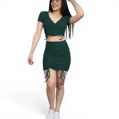 GENERICO - Vestido Rip casual manga corta TCL-18 color verde petroleo