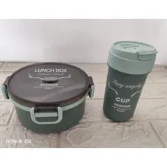 GENERICO - Táper Lunch Box Circular con Cubiertos y vaso hermético
