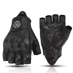 GENERICO - Guantes mitones de cuero genuino para moto - Talla M