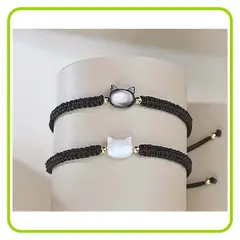 GENERICO - Pulseras Ajustable Gato para Mejores Amigas Novios Enamorados Amistad Mejores Amigos