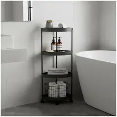 GENERICO - Estante Carrito Organizador Esquinero Multiusos de 4 Niveles con Ruedas 88x35x25cm - Negro - M