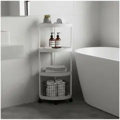 GENERICO - Estante Carrito Organizador Esquinero Multiusos de 4 Niveles con Ruedas 88x35x25cm - Blanco
