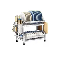 GENERICO - Escurridor organizador para Platos de Acero inoxidable con accesorios