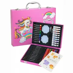 GENERICO - Maletin Set De Arte, Oleo, Plumones Y Pintura Juego De 50 piezas Rosado