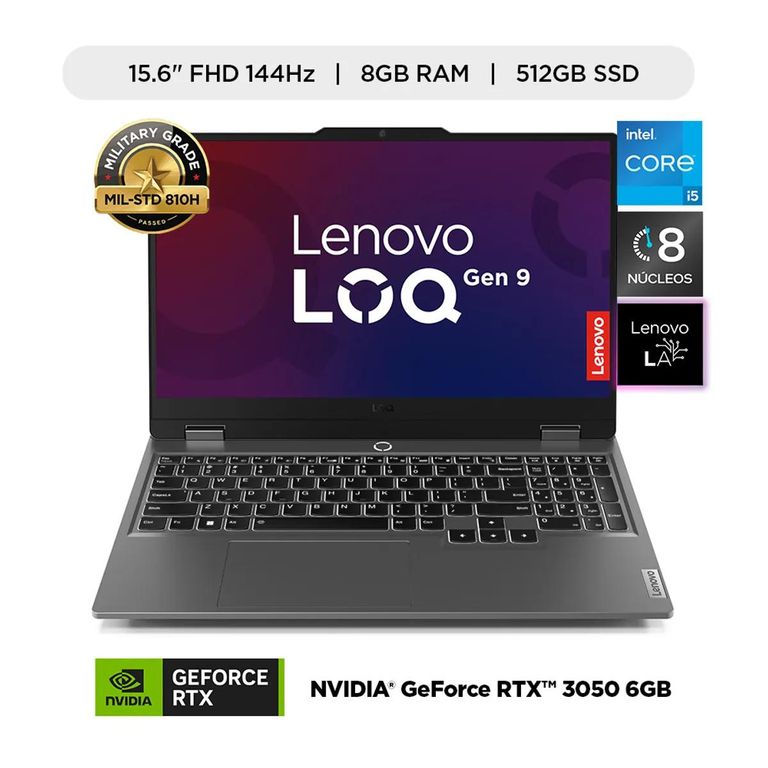 LAPTOP GAMING - i5-12450HX - 8GB DRR5 - 512GB M.2 - POTENCIA EXTREMA RTX 3050